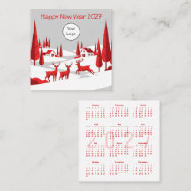 Calendar New Year 2027 Square Business Card