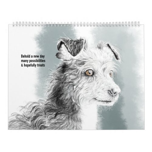 Calendar of pet drawings with cute haikus for each