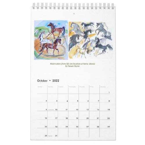 Calendar of Susan Payne Equine Art _ 2022