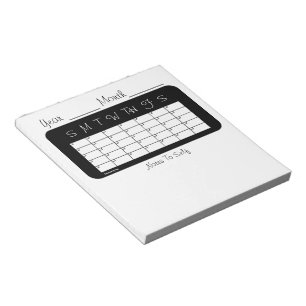 Calendar of the Month Black and White Notepad