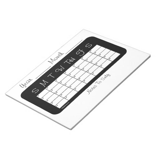 Calendar of the Month Black and White Notepad