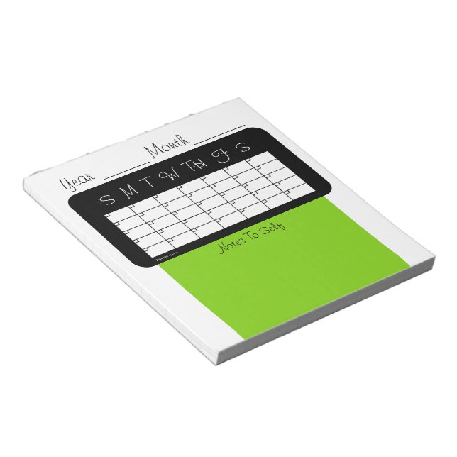 Calendar of the Month Yellow Green Notepad (Angled)