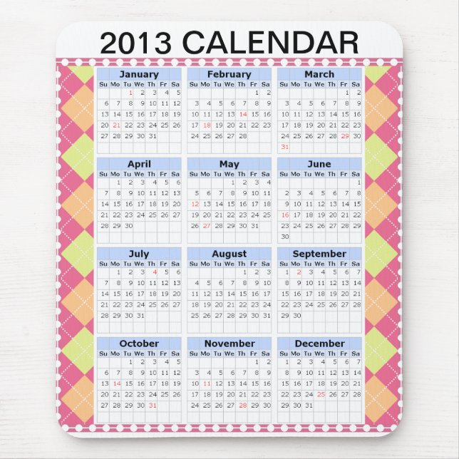 Calendar on a Mousepad (Front)