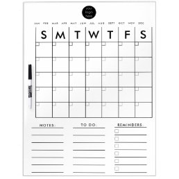 Calendar Planner Monthly Weekly Business Logo Dry Erase Board