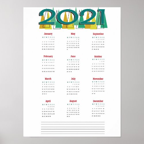 calendar poster for 2021