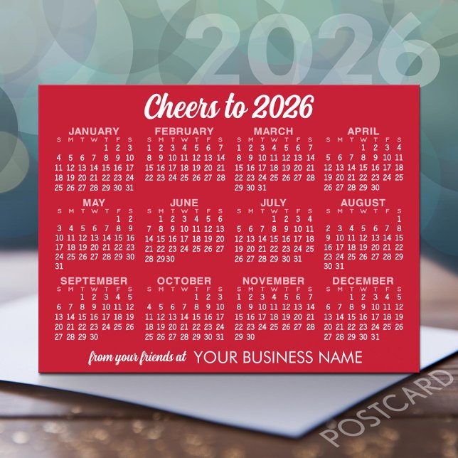 Calendar Red White Business MCM pattern Announcement Postcard (USA 250 Postcard)