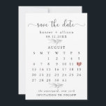 Calendar Save the Date<br><div class="desc">This simple,   wedding save the date template features a clean,  modern design. Customize it with your information and make it uniquely yours! I offer this design as a postcard. 

To move the heart,  click personalize > scroll down > click "customize further".</div>