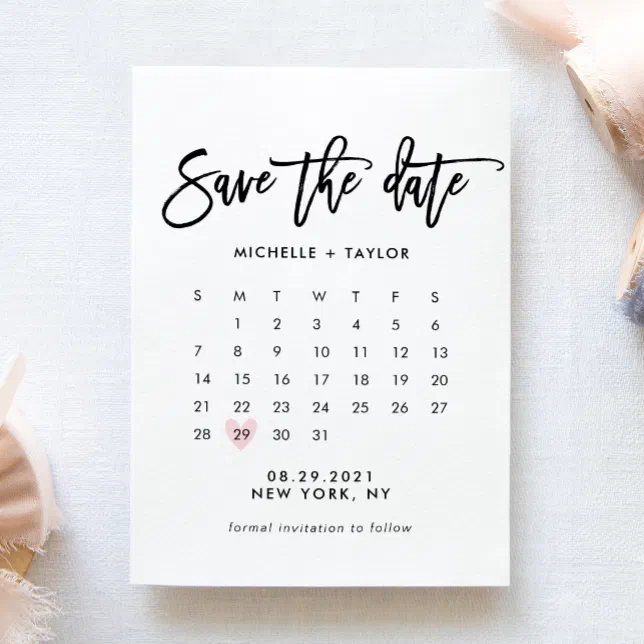 Calendar Save the Date Card | Zazzle