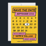 Calendar Save the Date Fun Retro Comic Book<br><div class="desc">Personalise with your names and details to announce the date of your special event. Comic book pop art themed modern, fun retro design, perfect for weddings, bridal showers, baby showers, baptisms, engagement parties, anniversary celebrations, graduations, birthday party and other special events throughout the year! A cool, trendy and fun design...</div>
