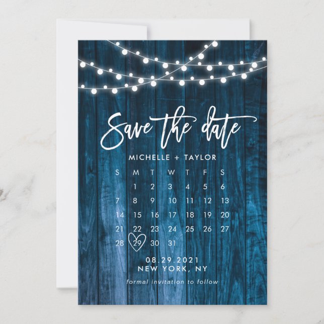 Calendar Save the Date with Photo Card (Front)