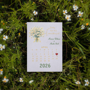 Calendar Style Wedding Save the Date April Announcement Postcard