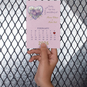 Calendar Style Wedding Save the Date February Announcement Postcard