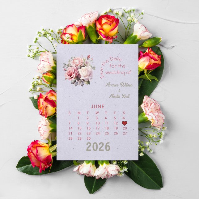 Calendar Style Wedding Save the Date June Announcement Postcard (Creator Uploaded)