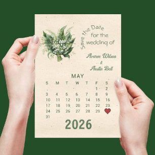 Calendar Style Wedding Save the Date May Announcement Postcard