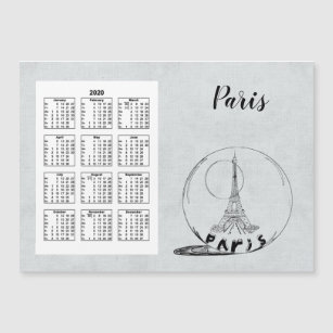 Calendar Travel City Full Year 2020 Paris