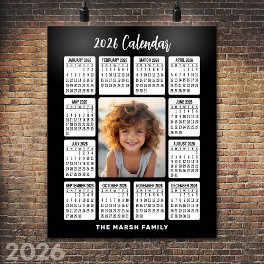 Calendar - Vertical Photo in the Center black Poster
