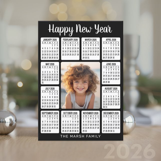 Calendar - Vertical Photo in the Center Holiday Card (2026 Calendar Card)