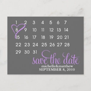 Calendar Wedding Announcement Postcards {purple}