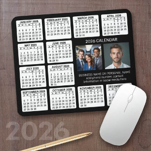 Calendar with 2 Photos and Text - Black White Mouse Pad