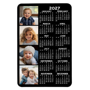 Calendar with 4 Photo Collage - black Magnet