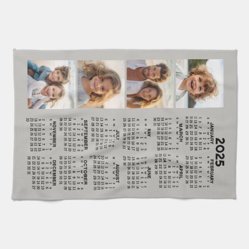 Calendar with 4 Photo Collage Kitchen Towel
