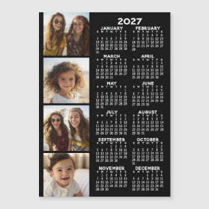 Calendar with 4 Photo Collage Magnetic Card