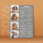 Calendar with 4 Photo Collage Magnetic Card - Grey<br><div class="desc">A very useful item for school or home office. This shows a full year view of all dates. A calendar printed on a magnet combines practicality with convenience, transforming a workspace essential into a time-management tool. This innovative design features a full-year or monthly calendar layout integrated into the magnet's surface,...</div>