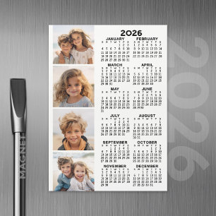 Calendar with 4 Photo Collage Magnetic Card White