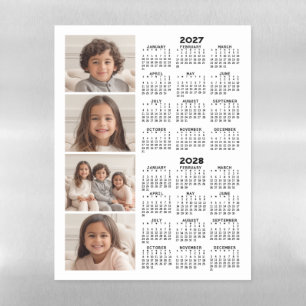 Calendar with 4 Photo Collage Magnetic Dry Erase Sheet