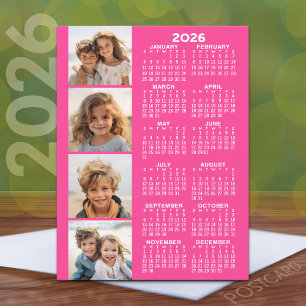 Calendar with 4 Photo Collage Postcard