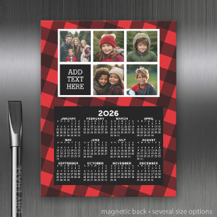 Calendar with 5 Photo collage - buffalo plaid Magnetic Dry Erase Sheet