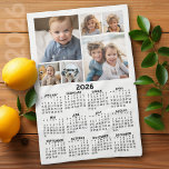 Calendar with 6 Photo Collage - Black and White Kitchen Towel<br><div class="desc">A 6 photo collage with a calendar. A fun item for the New Year. Add 6 square photos to this design. With a little bit of work, you can change the background color and the calendar color when you click on the customize option and choose different colors. A very useful...</div>