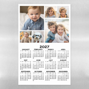 Calendar with 6 Photo Collage - Black White Magnetic Dry Erase Sheet