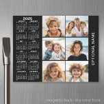 Calendar with 6 Photo Collage Magnetic Dry Erase Sheet<br><div class="desc">A 2025 calendar with a place for 6 photos. You can add a name,  monogram or other custom text. The calendar is uncluttered and easy to read. You can change the background color if you click on the customize link and go to the advanced design area.</div>