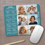 Calendar with 6 Photo Collage Mouse Pad<br><div class="desc">A 2025 calendar with a place for 6 photos. You can add a name,  monogram or other custom text. The calendar is uncluttered and easy to read. You can change the background color if you click on the customize link and go to the advanced design area.</div>