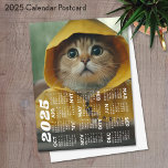 Calendar with cute cat dressed in yellow postcard<br><div class="desc">A modern and basic 2025 calendar with a cute cat photo.</div>