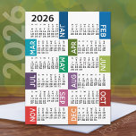 Calendar with funky colorful months postcard<br><div class="desc">New Year - New You -- A colorful,  fun calendar for the new year. This modern design with crazy design and full year calendar with be a positive start to the best year ever.</div>