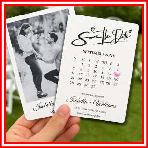 Calendar with Heart Elegant Photo Modern Wedding  Save The Date