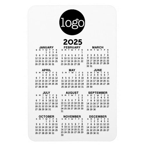 Calendar with Logo Basic Black White Minimal Magnet