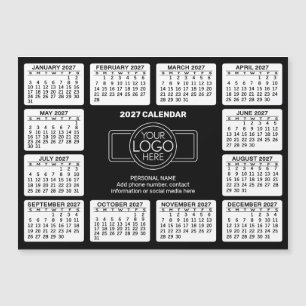 Calendar with logo Contact Info Black - Magnet
