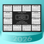 Calendar with logo Contact Info Black - Magnet<br><div class="desc">A very useful item for school or home office. This shows a full year view of all dates. A calendar printed on a magnet combines practicality with convenience, transforming a workspace essential into a time-management tool. This innovative design features a full-year or monthly calendar layout integrated into the magnet's surface,...</div>