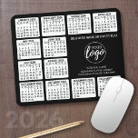Calendar with logo, Contact Information Black Mouse Pad<br><div class="desc">A calendar printed on a mousepad combines practicality with convenience, transforming a workspace essential into a time-management tool. This innovative design features a full-year or monthly calendar layout integrated into the mousepad’s surface, allowing users to track dates without cluttering their desk with an additional calendar. Made from durable, smooth materials,...</div>