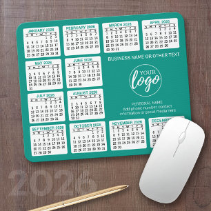 Calendar with logo, Contact Information Blue Mouse Pad