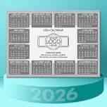 Calendar with logo Contact Information Gray Magnet<br><div class="desc">A very useful item for school or home office. This shows a full year view of all dates. A calendar printed on a magnet combines practicality with convenience, transforming a workspace essential into a time-management tool. This innovative design features a full-year or monthly calendar layout integrated into the magnet's surface,...</div>
