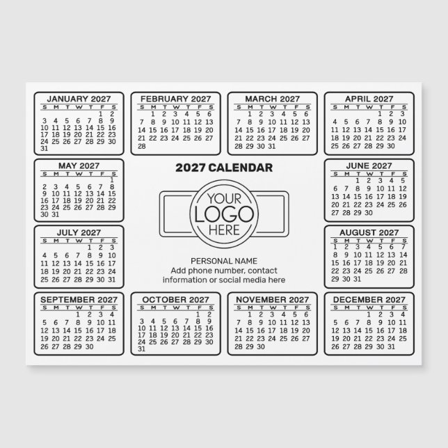 Calendar with logo Contact Information Magnet (Front)