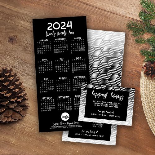 Calendar with Logo for Business Tri_Fold Holiday Card