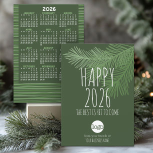 Calendar with Logo - Green Branches - Business Holiday Card