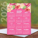 Calendar with Painted Watercolor Flowers pink Postcard<br><div class="desc">A full-year calendar printed on a single postcard offers a concise and visually accessible way to plan and track an entire year at a glance. Laid out in a grid format, with months arranged in rows and columns, it displays all 12 months clearly, making it easy to note important dates,...</div>