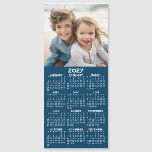 Calendar with Photo Collage blue background magnet