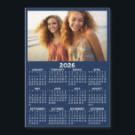 Calendar with Photo Full Year View Modern Magnet<br><div class="desc">A very useful item for school or home office. This shows a full year view of all dates. A calendar printed on a magnet combines practicality with convenience, transforming a workspace essential into a time-management tool. This innovative design features a full-year or monthly calendar layout integrated into the magnet's surface,...</div>